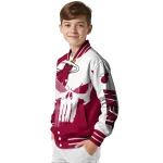 miami heat skull outline red white varsity jacket best selling