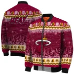 miami heat snowy pines red bomber jacket best selling