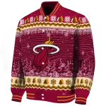 miami heat snowy pines red varsity jacket best selling
