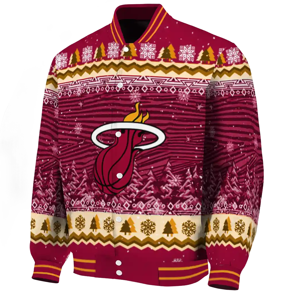miami heat snowy pines red varsity jacket best selling miami heat snowy pines red varsity jacket best selling