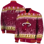miami heat snowy pines red varsity jacket best selling