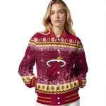 miami heat snowy pines red varsity jacket best selling