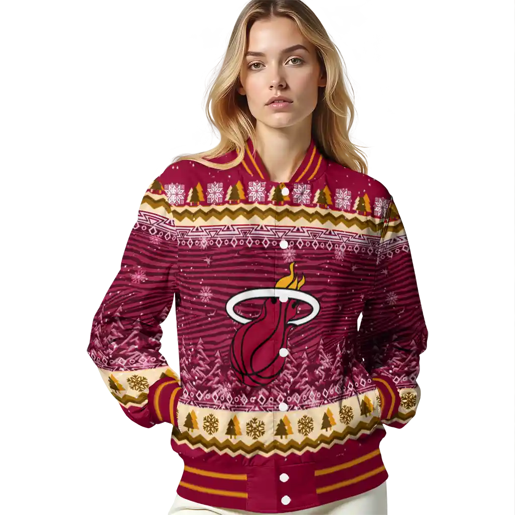 miami heat snowy pines red varsity jacket latest model miami heat snowy pines red varsity jacket latest model