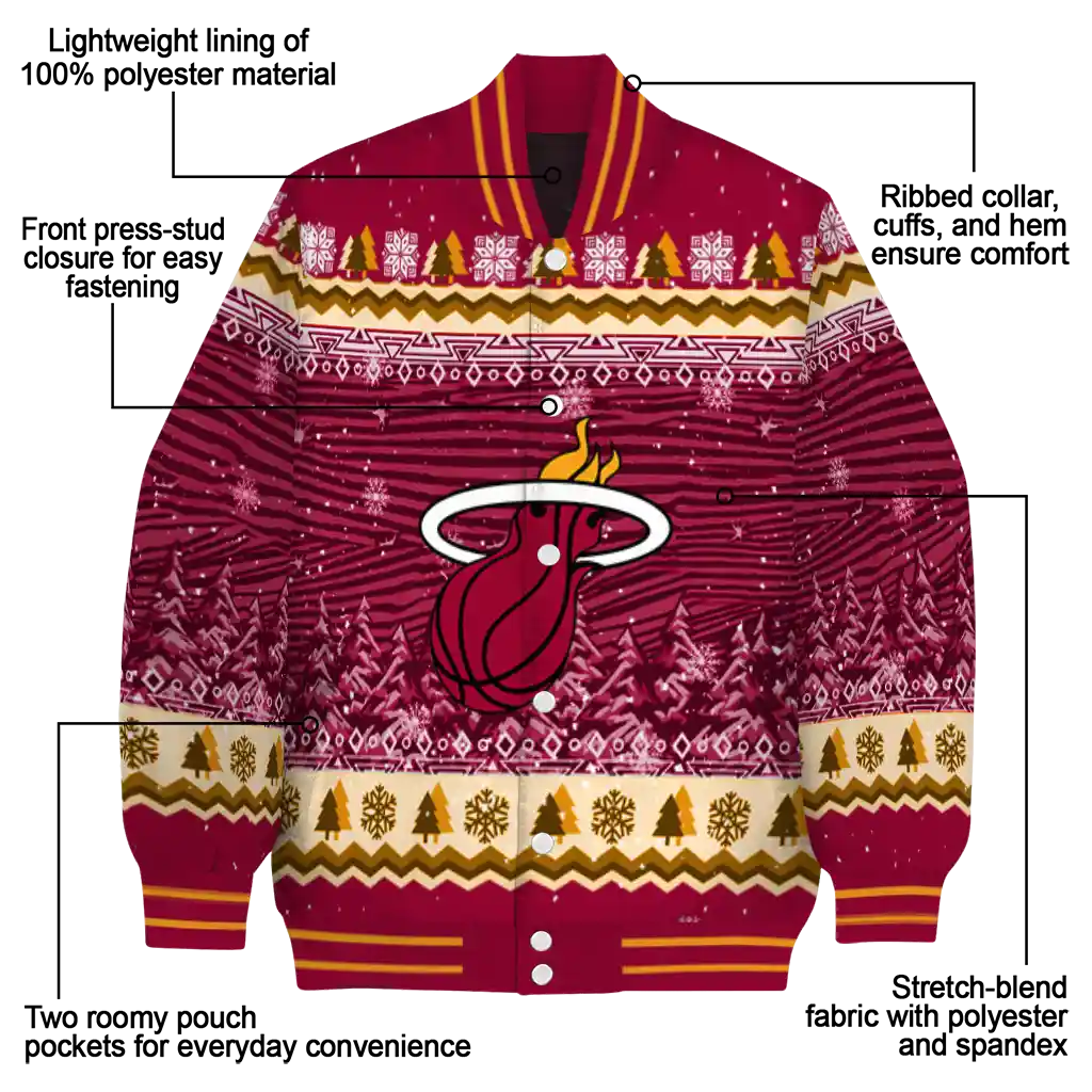 miami heat snowy pines red varsity jacket new arrival miami heat snowy pines red varsity jacket new arrival