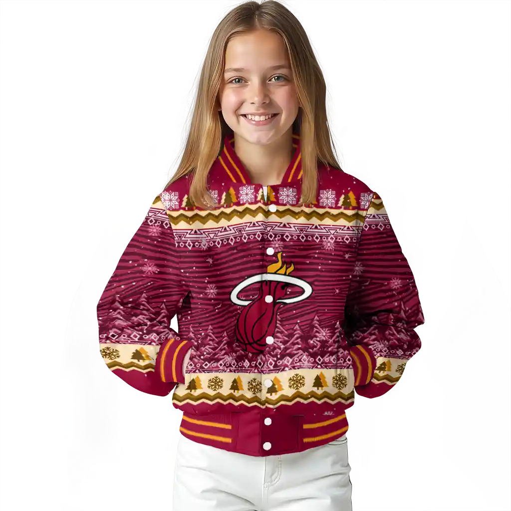 miami heat snowy pines red varsity jacket top rated miami heat snowy pines red varsity jacket top rated