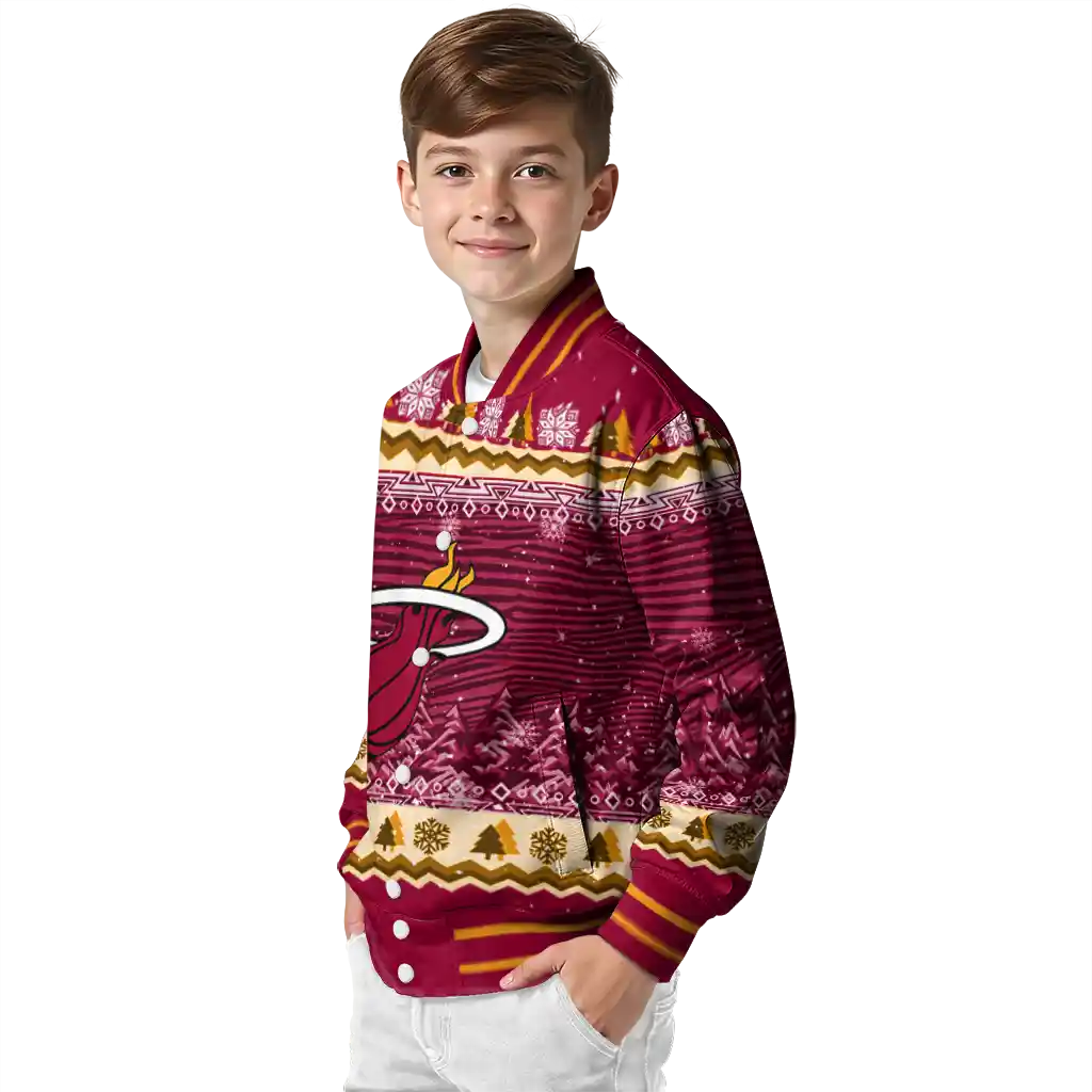 miami heat snowy pines red varsity jacket trendy miami heat snowy pines red varsity jacket trendy