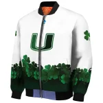 miami hurricanes clovers pattern white green bomber jacket best selling