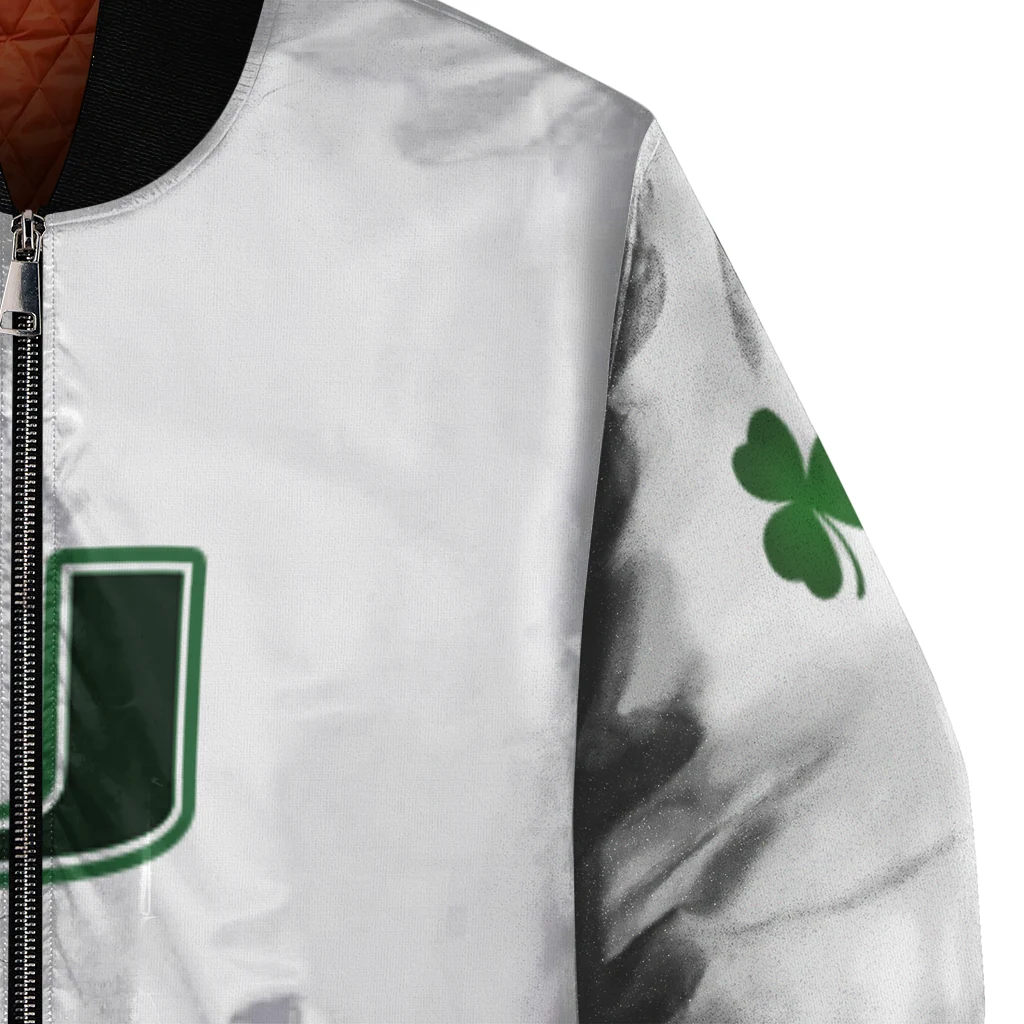 miami hurricanes clovers pattern white green bomber jacket premium grade miami hurricanes clovers pattern white green bomber jacket premium grade
