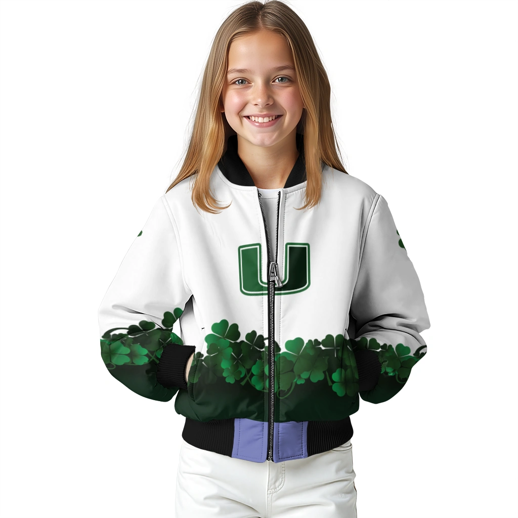 miami hurricanes clovers pattern white green bomber jacket top rated miami hurricanes clovers pattern white green bomber jacket top rated