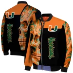 miami hurricanes fire skull orange black bomber jacket best selling