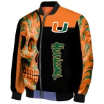 miami hurricanes fire skull orange black bomber jacket best selling