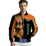 miami hurricanes fire skull orange black bomber jacket best selling
