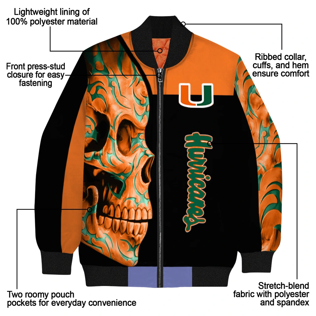 miami hurricanes fire skull orange black bomber jacket new arrival miami hurricanes fire skull orange black bomber jacket new arrival