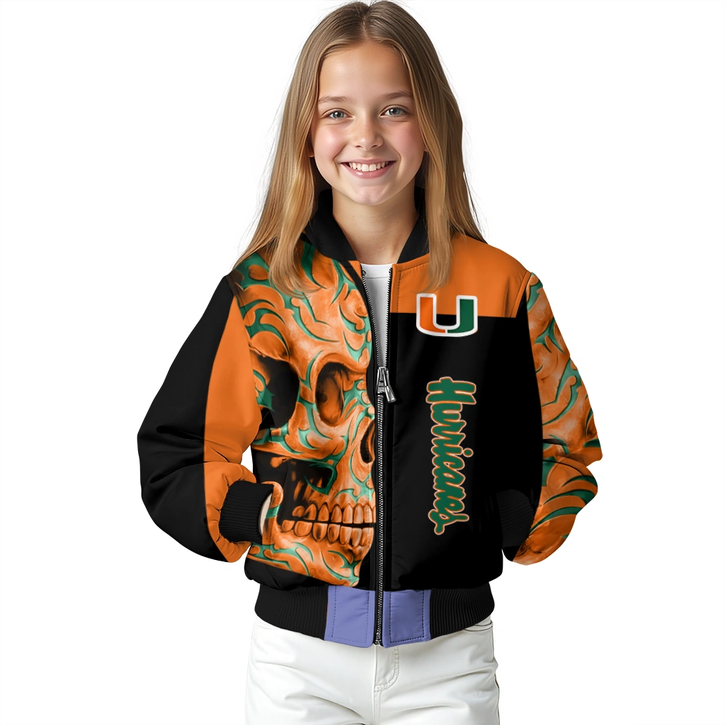 miami hurricanes fire skull orange black bomber jacket top rated miami hurricanes fire skull orange black bomber jacket top rated