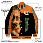 miami hurricanes fire skull orange black varsity jacket best selling