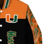 miami hurricanes fire skull orange black varsity jacket best selling