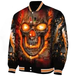 miami hurricanes inferno skull orange black varsity jacket best selling