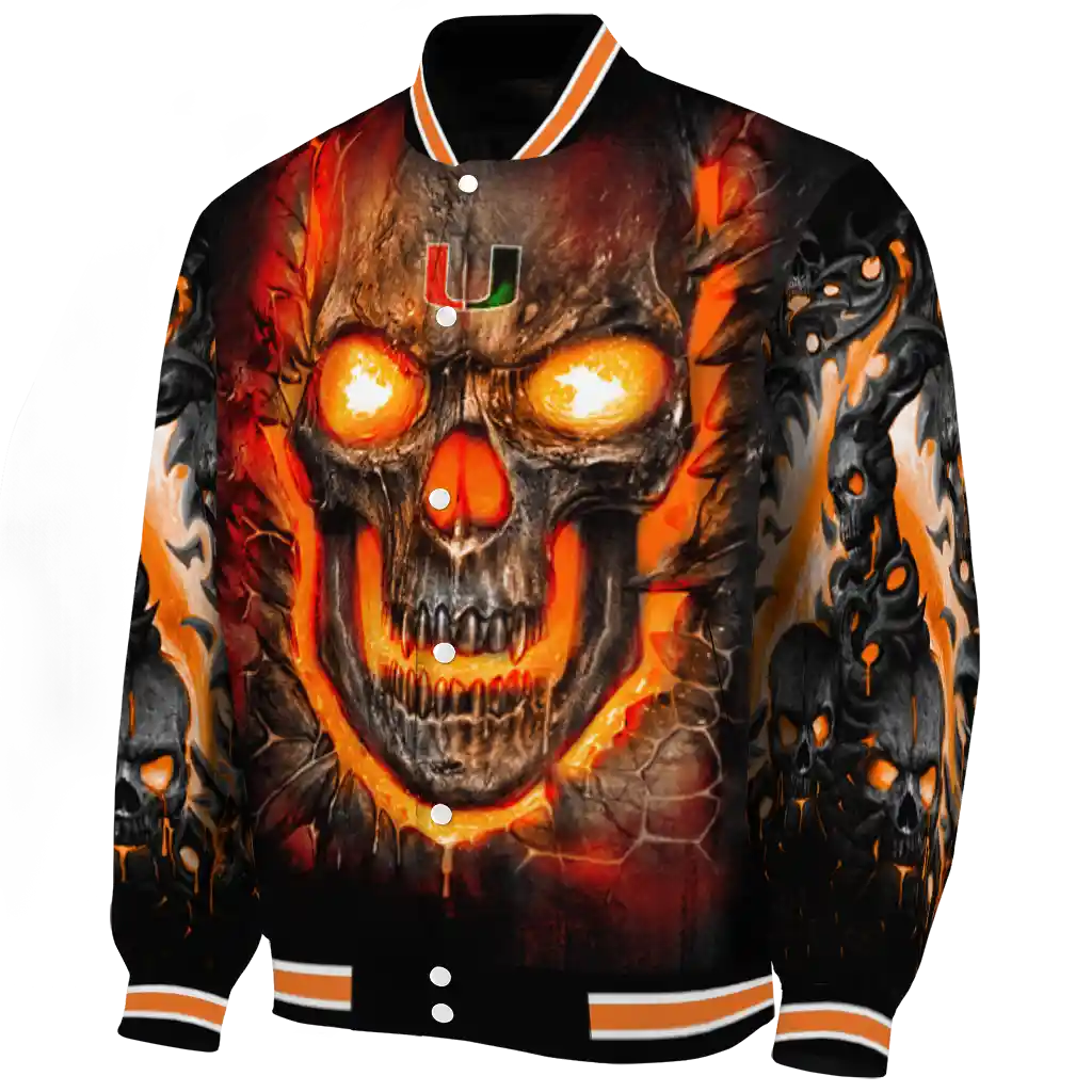 miami hurricanes inferno skull orange black varsity jacket best selling miami hurricanes inferno skull orange black varsity jacket best selling