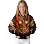 miami hurricanes inferno skull orange black varsity jacket best selling