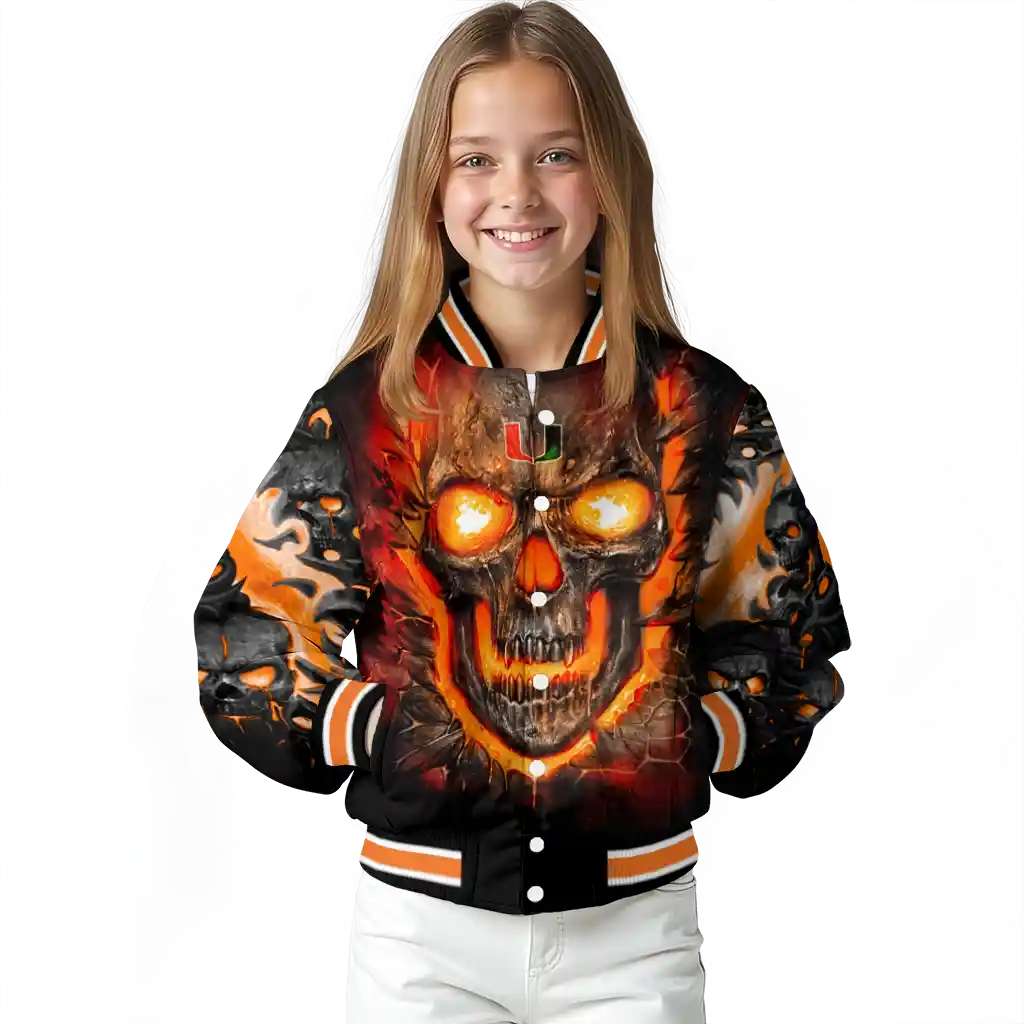 miami hurricanes inferno skull orange black varsity jacket top rated miami hurricanes inferno skull orange black varsity jacket top rated