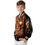 miami hurricanes inferno skull orange black varsity jacket best selling