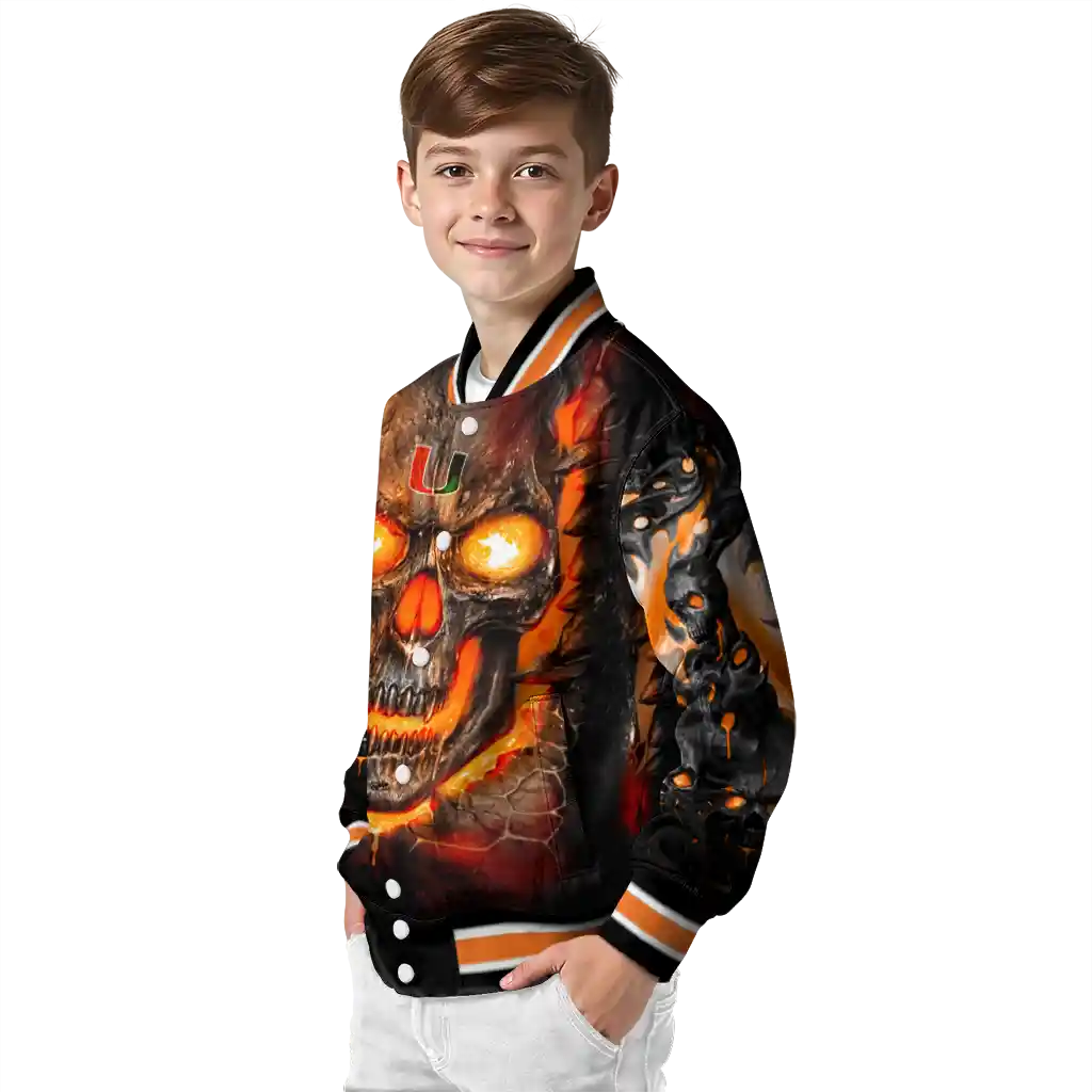 miami hurricanes inferno skull orange black varsity jacket trendy miami hurricanes inferno skull orange black varsity jacket trendy