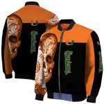 miami hurricanes intricate skull orange black bomber jacket best selling