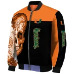 miami hurricanes intricate skull orange black bomber jacket best selling