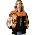 miami hurricanes intricate skull orange black bomber jacket best selling