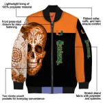 miami hurricanes intricate skull orange black bomber jacket best selling