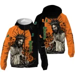 miami hurricanes jesus roses orange black windbreaker jacket best selling