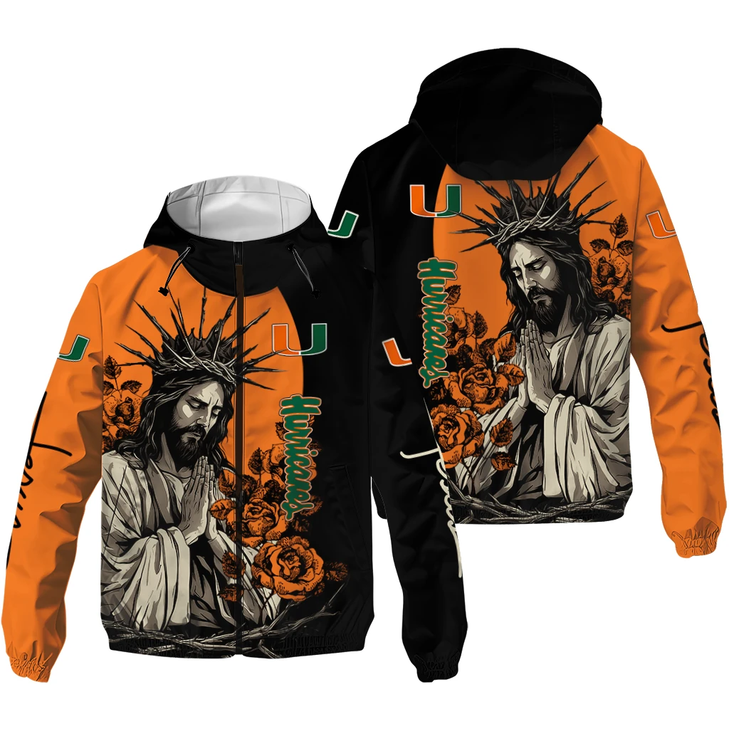 miami hurricanes jesus roses orange black windbreaker jacket high quality miami hurricanes jesus roses orange black windbreaker jacket high quality