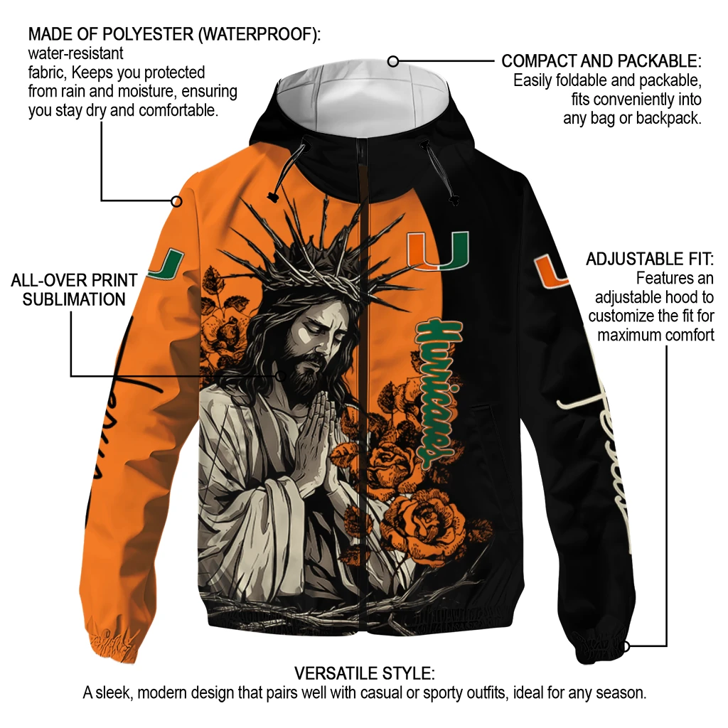 miami hurricanes jesus roses orange black windbreaker jacket new arrival miami hurricanes jesus roses orange black windbreaker jacket new arrival