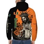 miami hurricanes jesus roses orange black windbreaker jacket best selling