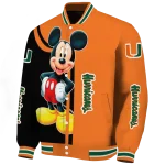 miami hurricanes mickey mouse orange varsity jacket best selling