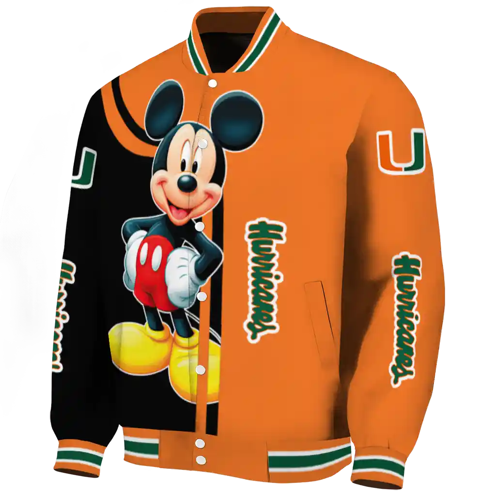 miami hurricanes mickey mouse orange varsity jacket best selling miami hurricanes mickey mouse orange varsity jacket best selling