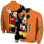 miami hurricanes mickey mouse orange varsity jacket best selling