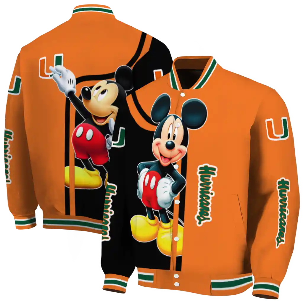 miami hurricanes mickey mouse orange varsity jacket fashion forward miami hurricanes mickey mouse orange varsity jacket fashion forward