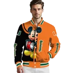miami hurricanes mickey mouse orange varsity jacket best selling