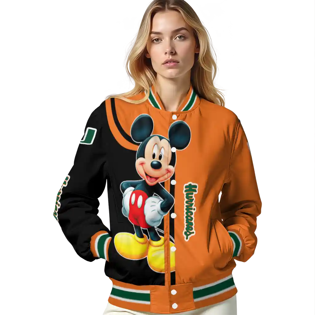 miami hurricanes mickey mouse orange varsity jacket latest model miami hurricanes mickey mouse orange varsity jacket latest model
