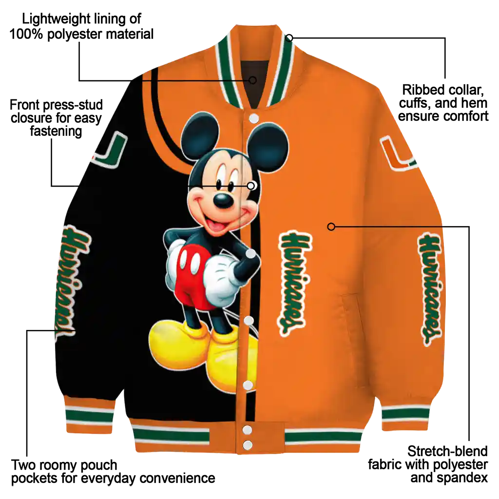 miami hurricanes mickey mouse orange varsity jacket new arrival miami hurricanes mickey mouse orange varsity jacket new arrival