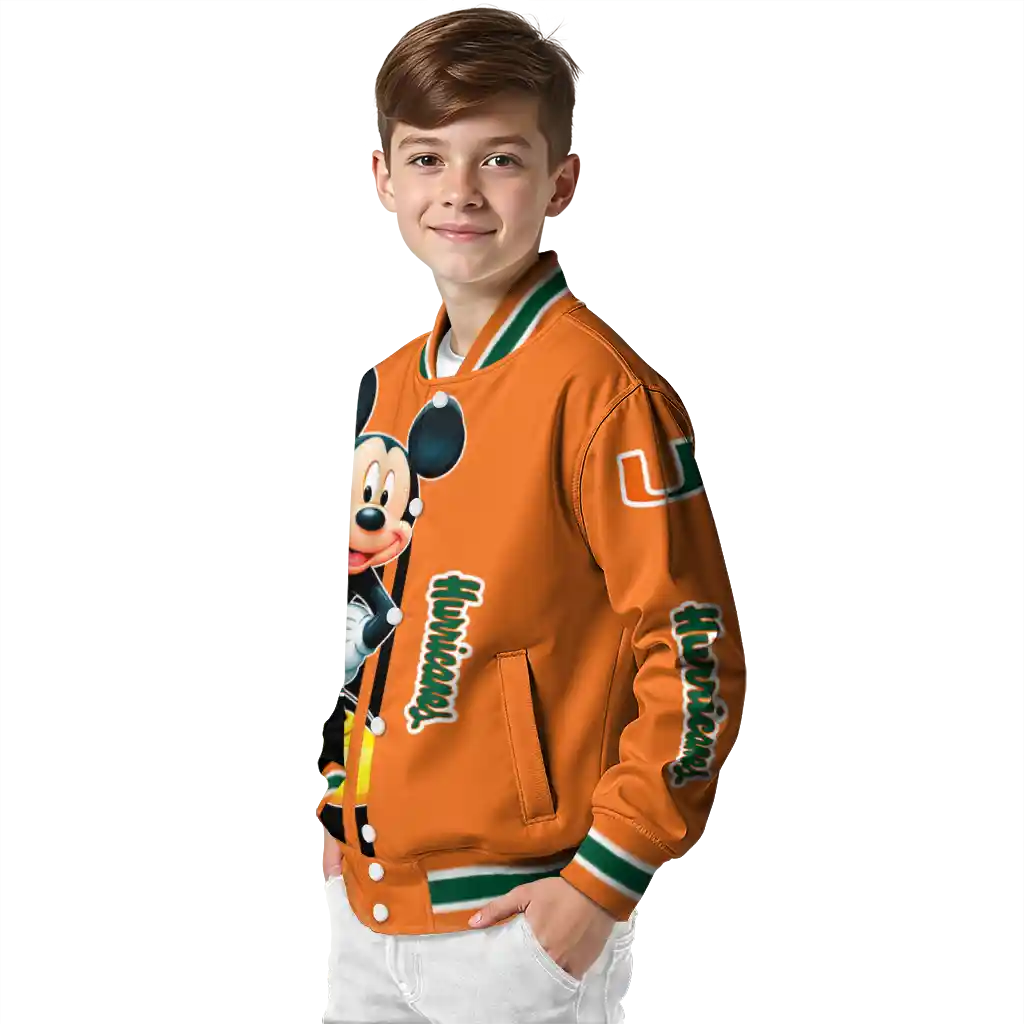 miami hurricanes mickey mouse orange varsity jacket trendy miami hurricanes mickey mouse orange varsity jacket trendy