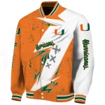 miami hurricanes ripped bolt orange white varsity jacket best selling