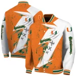 miami hurricanes ripped bolt orange white varsity jacket best selling