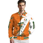miami hurricanes ripped bolt orange white varsity jacket best selling