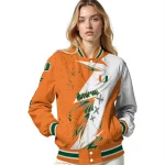miami hurricanes ripped bolt orange white varsity jacket best selling