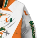 miami hurricanes ripped bolt orange white varsity jacket best selling