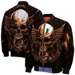 miami hurricanes skull bite orange black bomber jacket best selling