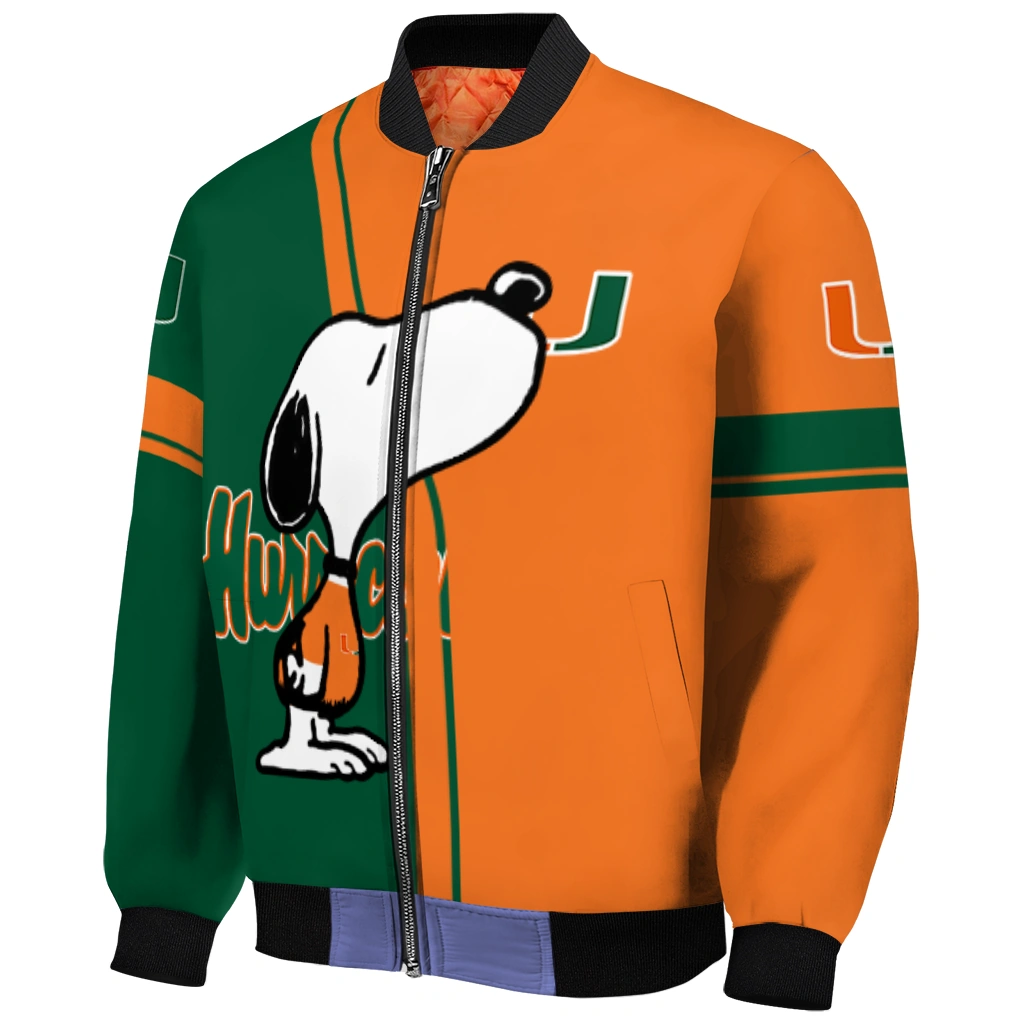 miami hurricanes snoopy attitude orange bomber jacket fashion forward miami hurricanes snoopy attitude orange bomber jacket fashion forward