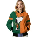 miami hurricanes snoopy attitude orange bomber jacket best selling